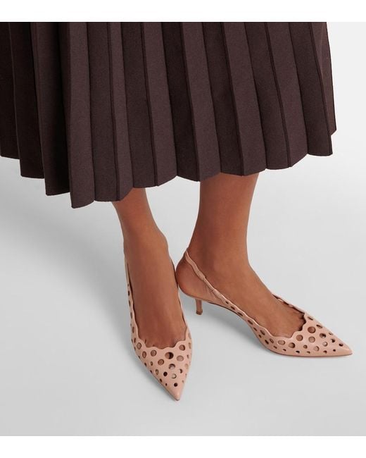 Gianvito Rossi Pink 55 Leather Slingback Pumps