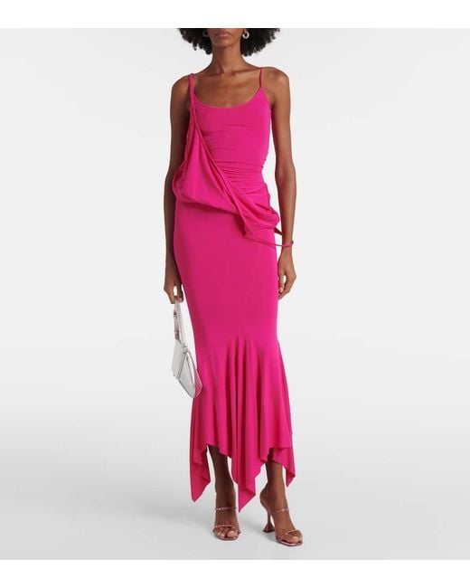 AMINA MUADDI Pink Gilda 95 Embellished Leather Sandals