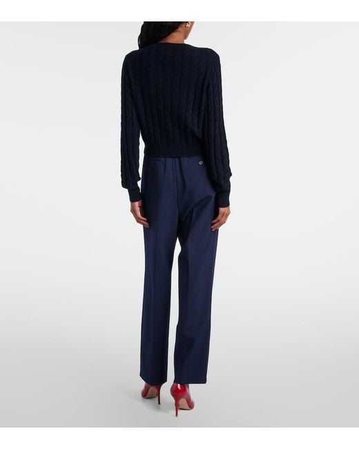 Jardin Des Orangers Blue Cable-Knit Wool And Cashmere Cardigan