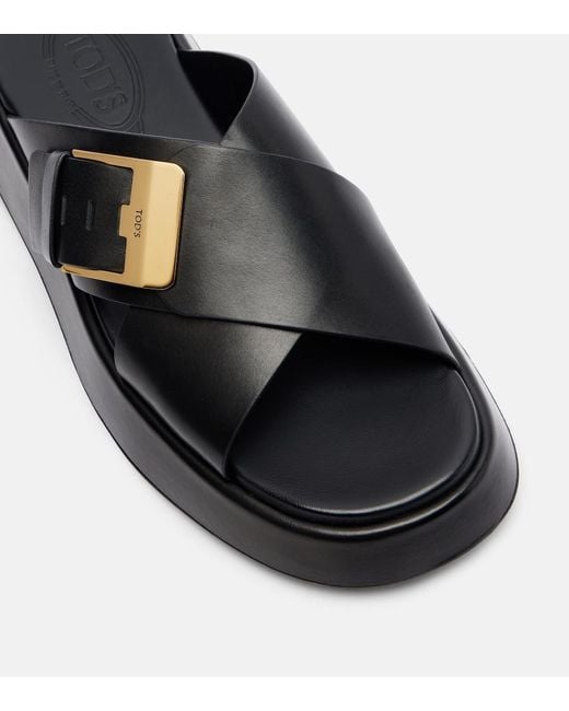 Tod's Black Leather Slides