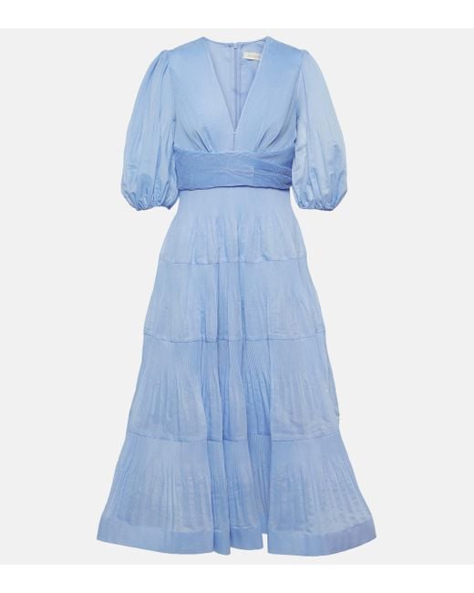 Zimmermann Blue Pleated Midi Dress