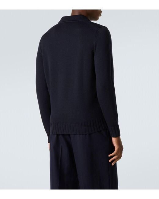 Thom Sweeney Blue Wool Polo Sweater for men