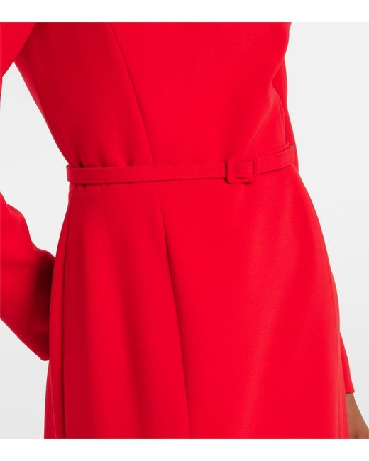 Carolina Herrera Red Belted Crepe Midi Dress