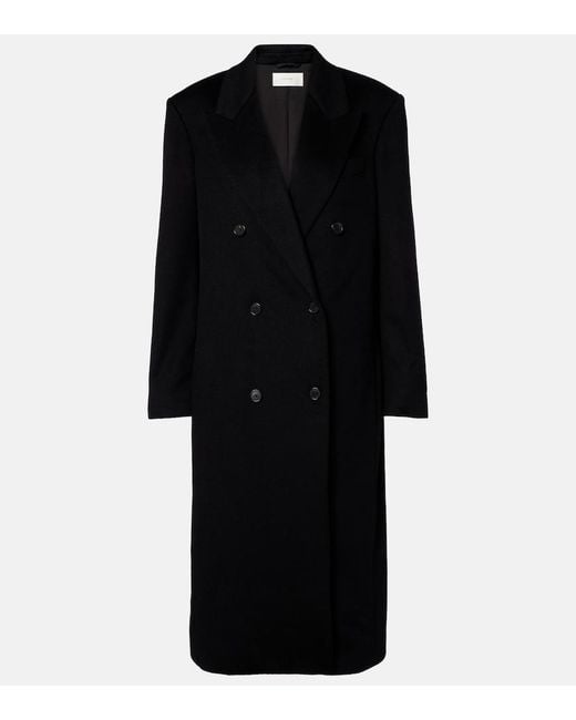 The Row Black Sandes Cashmere Coat
