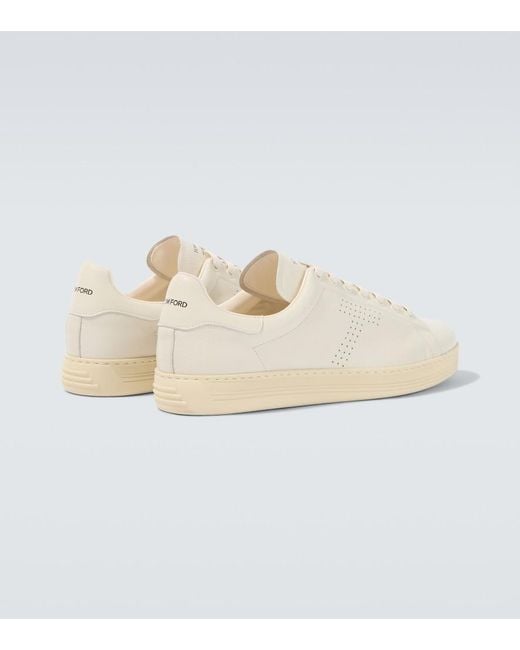 Tom Ford White Warwick Perforated Leather Sneakers for men