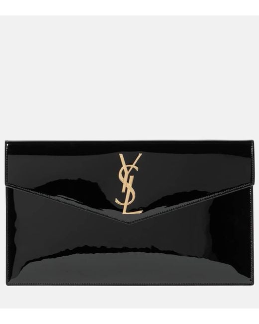 Saint Laurent Black Uptown Beutel Aus Lackleder