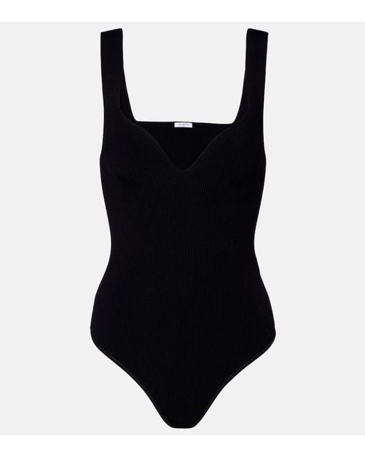 Alaïa Black Ribbed-Knit Bodysuit