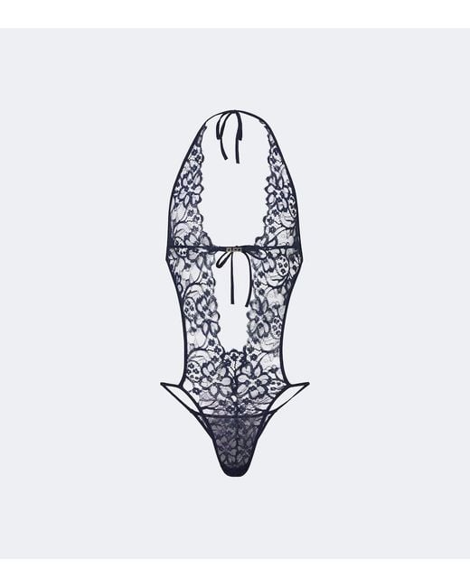 Gucci White Lace Cutout Bodysuit