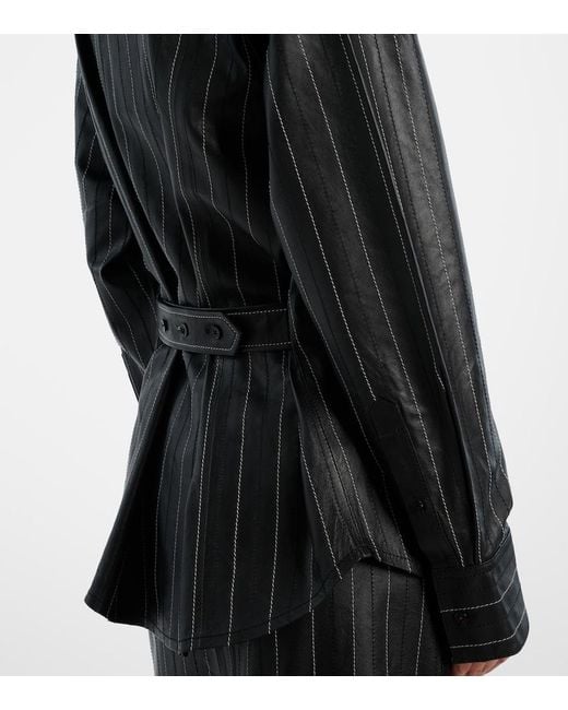 Victoria Beckham Black Belted Leather Jacket