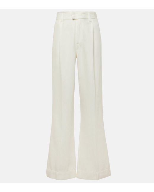7 For All Mankind White Pleated High-rise Pants
