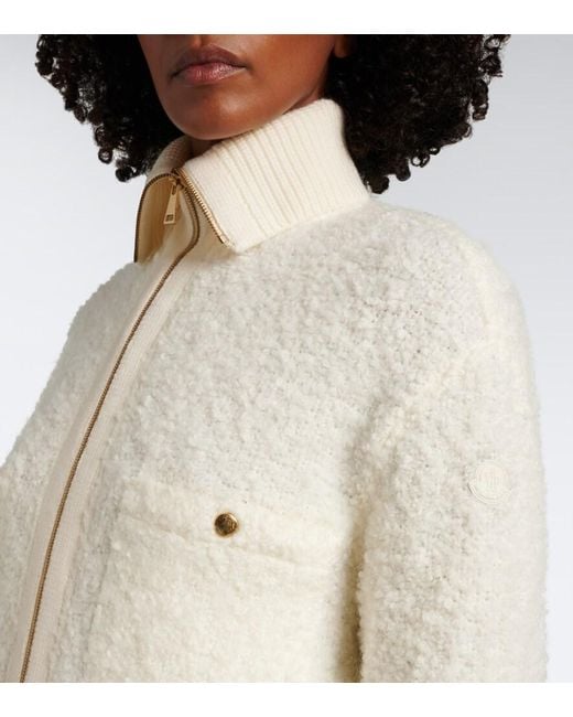 Moncler Natural Boucle Zip-Up Jacket