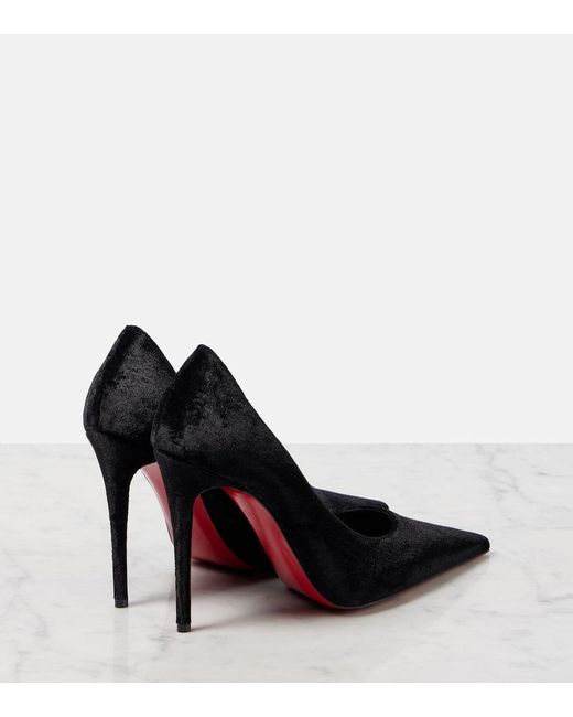Christian Louboutin Black Kate Max 100 Velvet Pumps