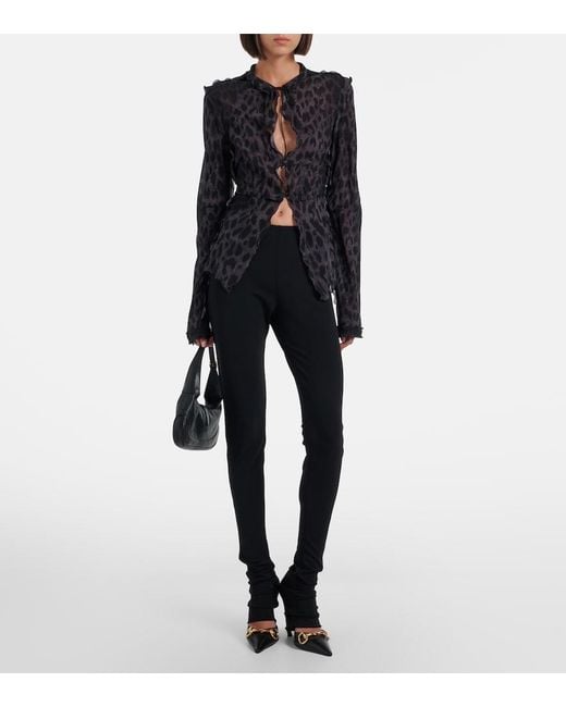 Gucci Black Leopard-Printed Silk Blouse