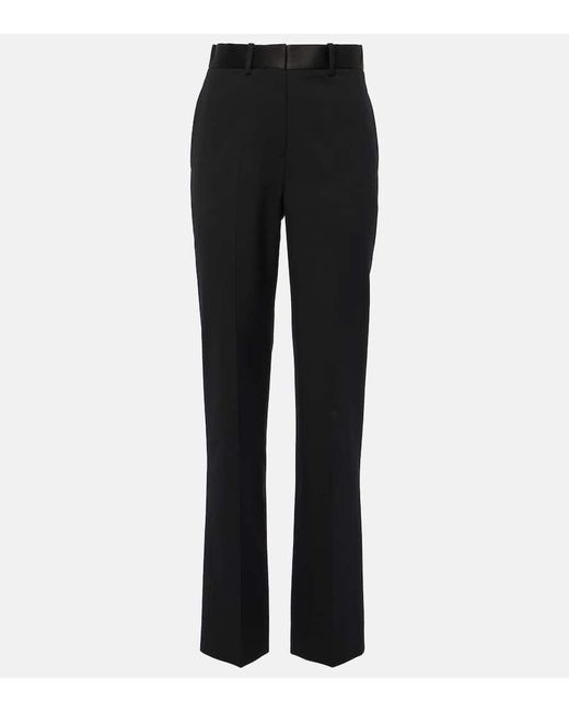 Pantalones rectos en mezcla de lana Victoria Beckham de color Black