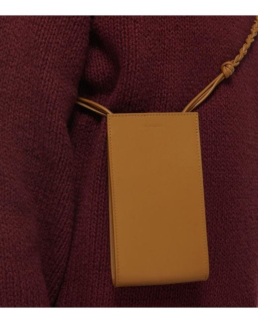 Jil Sander White Embossed Leather Phone Pouch for men