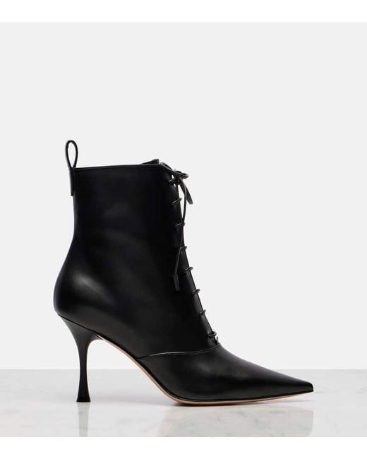Botas De Piel Con Cordones Gianvito Rossi de color Black