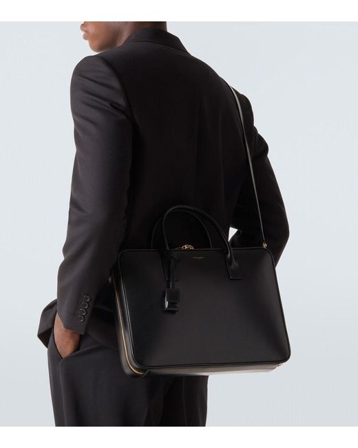 Saint Laurent Black Leather Briefcase for men