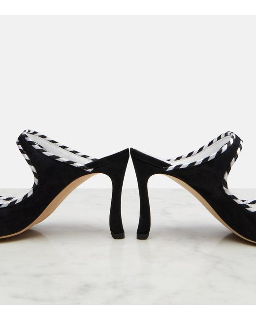 Manolo Blahnik Black Pura Suede Mules