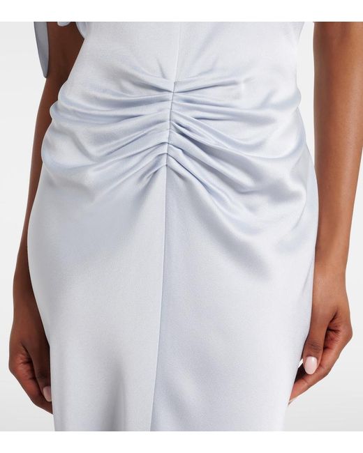 Victoria Beckham White Gathered Satin Gown
