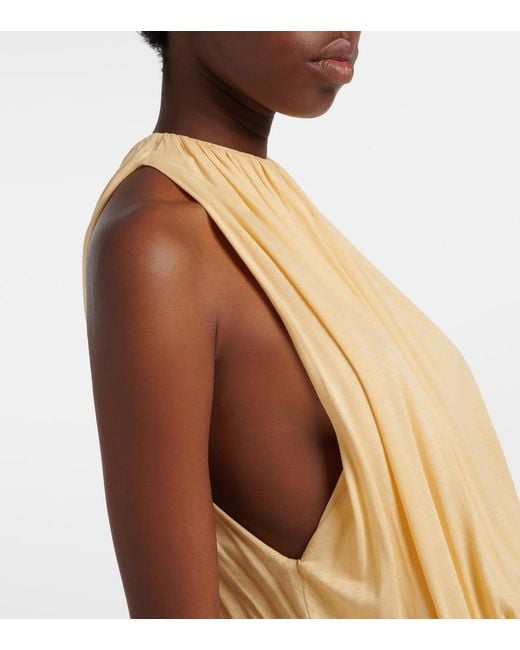 Totême Metallic Gathered Jersey Maxi Dress