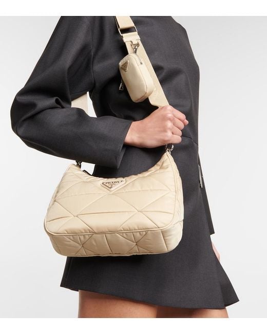 Prada Natural Padded Re-Nylon Shoulder Bag