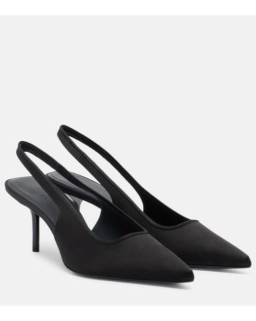 Max Mara Black Satin Slingback Pumps