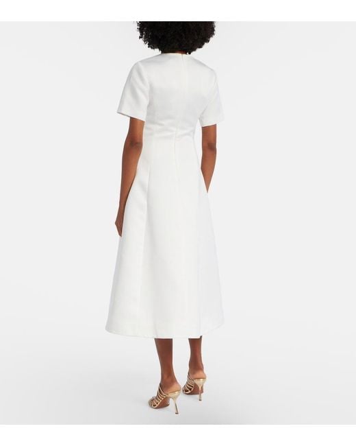 LEO LIN White Caroline Floral-Applique Midi Dress