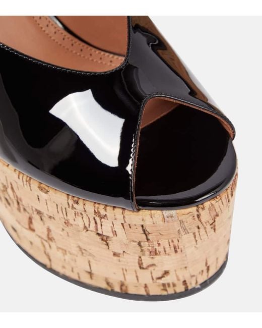 Alaïa Black Wedge-Sandalen aus Lackleder