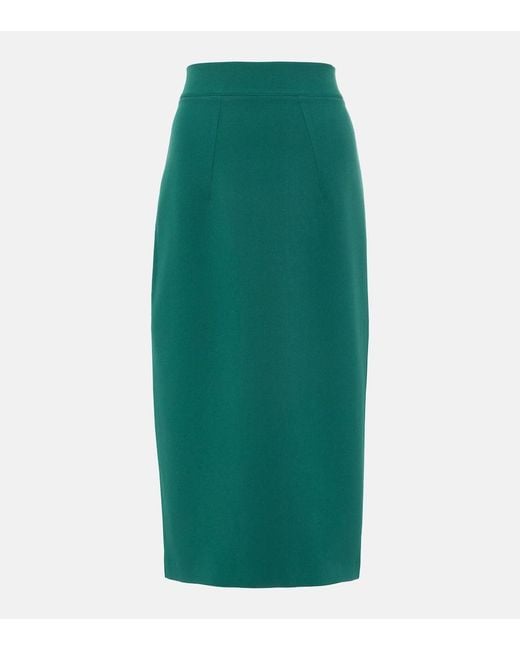 Safiyaa Green Hokuku Crepe Pencil Skirt