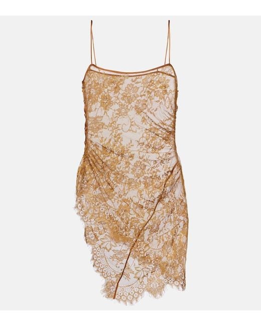 JACQUES WEI Natural Silk-Trimmed Lace Top