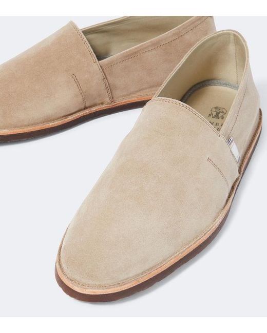 Brunello Cucinelli White Suede Slip-On Shoes for men
