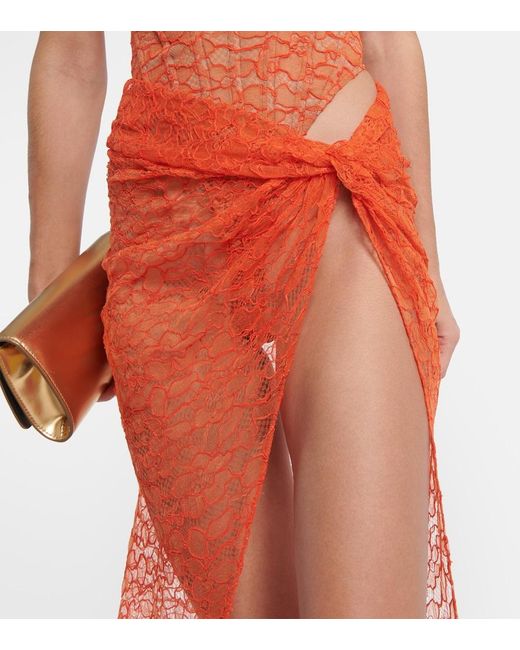 LAQUAN SMITH Pink Lace Wrap Skirt