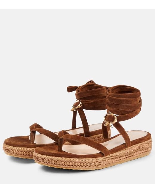 Gianvito Rossi Brown Suede Espadrille Sandals