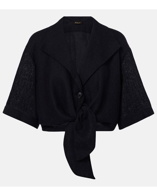 Loro Piana Black Top Janet Aus Leinen-Crepe