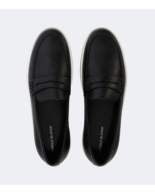 Manolo Blahnik Black Ellis Leather Loafers for men