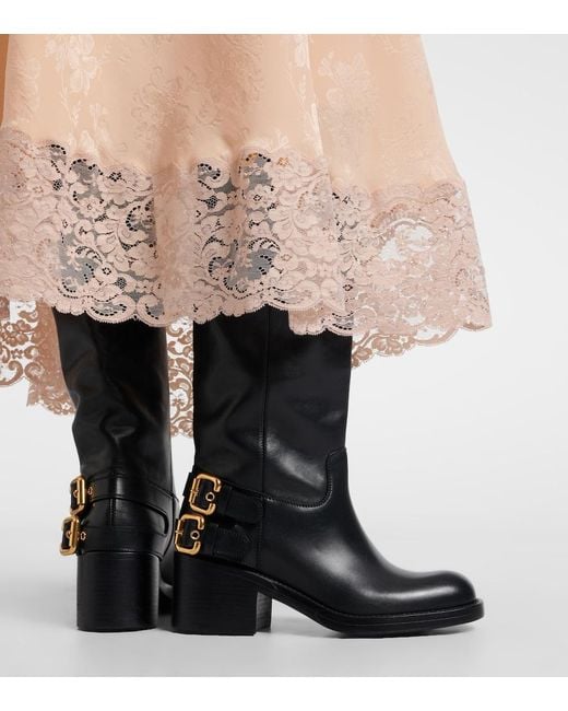 Chloé Black Dakota Leather Biker Boots