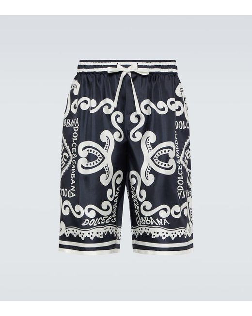 Dolce & Gabbana Bedruckte Shorts aus Seidentwill in Blue für Herren