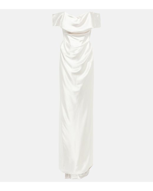 Vivienne Westwood White Bridal Long Cocotte Silk Satin Gown