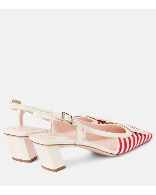 Roger Vivier Pink Belle Vivier 45 Striped Slingback Pumps