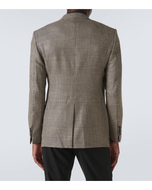 Tom Ford Brown Shelton Houndstooth Wool-blend Blazer for men