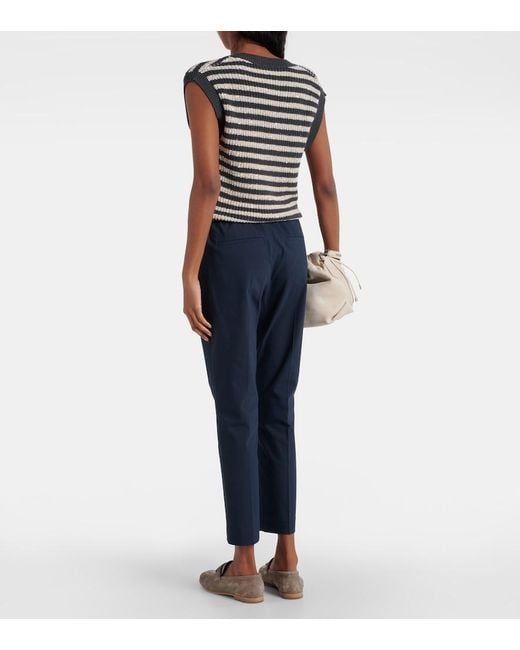 Brunello Cucinelli Blue Cotton-Blend Twill Chinos