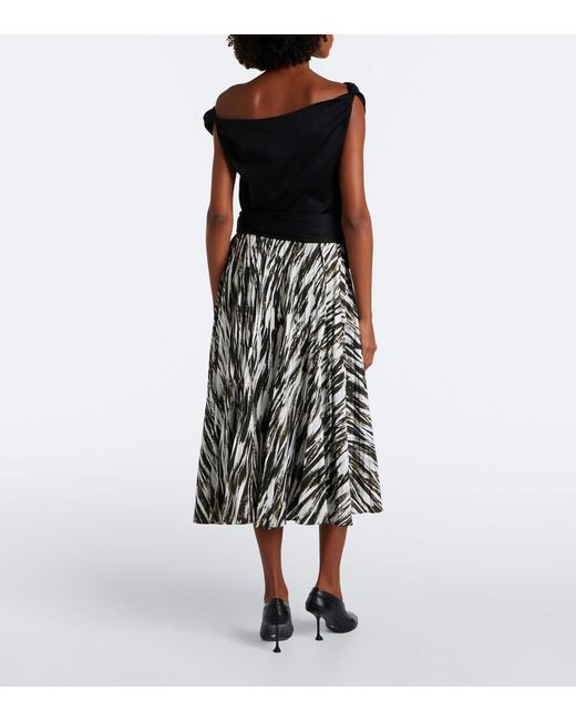 Proenza Schouler Black Label Runa Printed Twill Midi Skirt