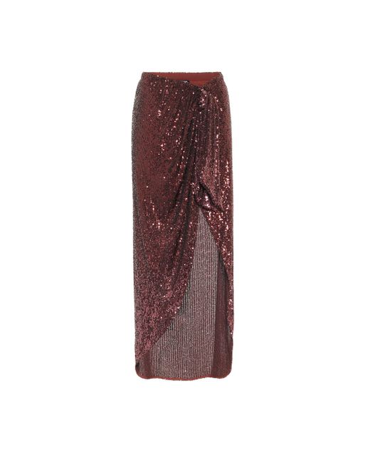 red sequin maxi skirt