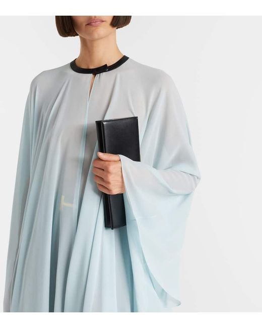 Tom Ford Blue Leather-Trimmed Silk Kaftan
