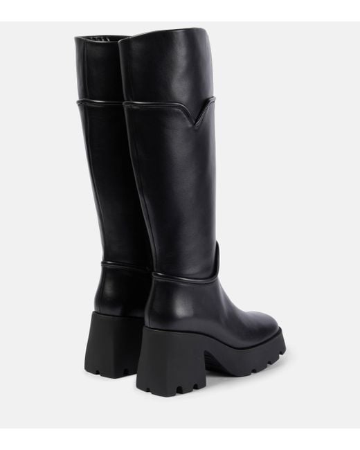 NODALETO Black Bulla Stormy Leather Knee-high Boots