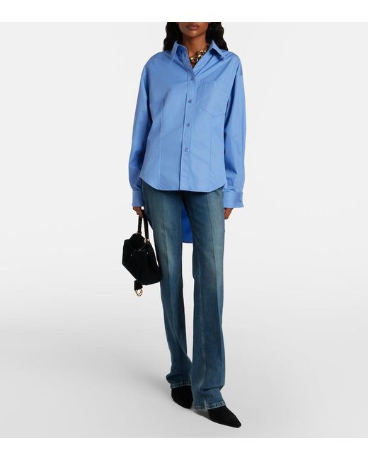 Balenciaga Blue Asymmetric Cotton Poplin Shirt