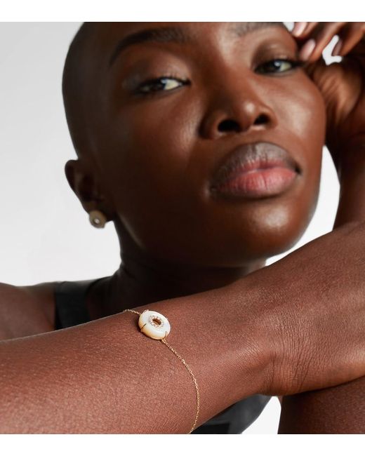 Mateo Metallic 14Kt Bracelet With Diamonds And Pearls