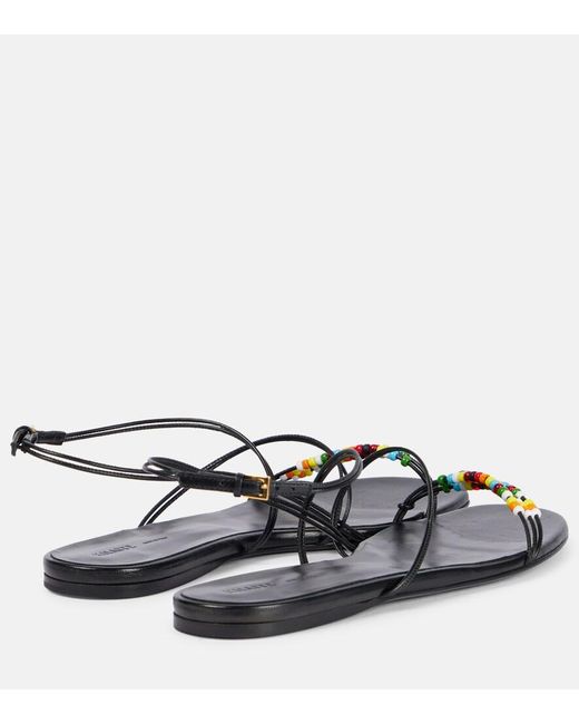 Khaite White Loop Beaded Leather Sandals