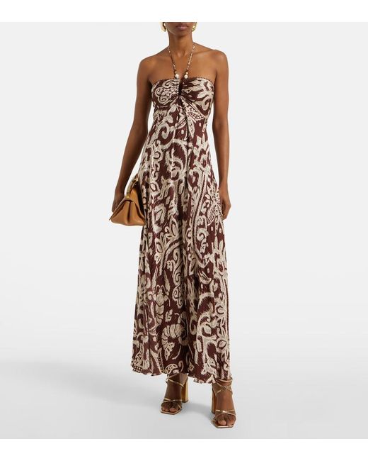 Poupette White Carla Beaded Halterneck Maxi Dress
