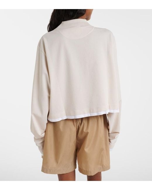 Prada White Cotton Pique And Jersey Polo Shirt